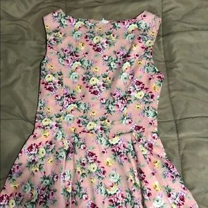 50s style pink floral dress